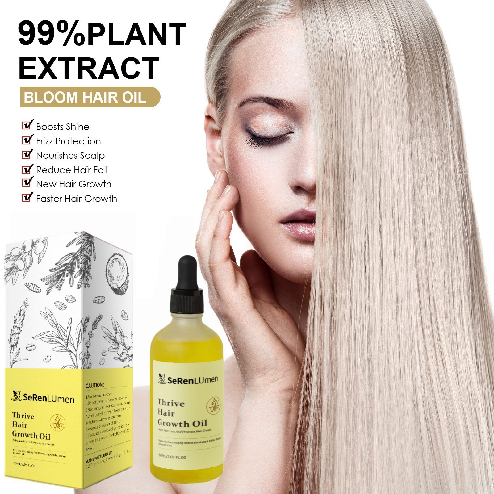 Pure Natural Organic Rosemary Castor Oil Serum Private Label Essential Scalp Hair Care Oil for Hair Growth Nourishing Oil