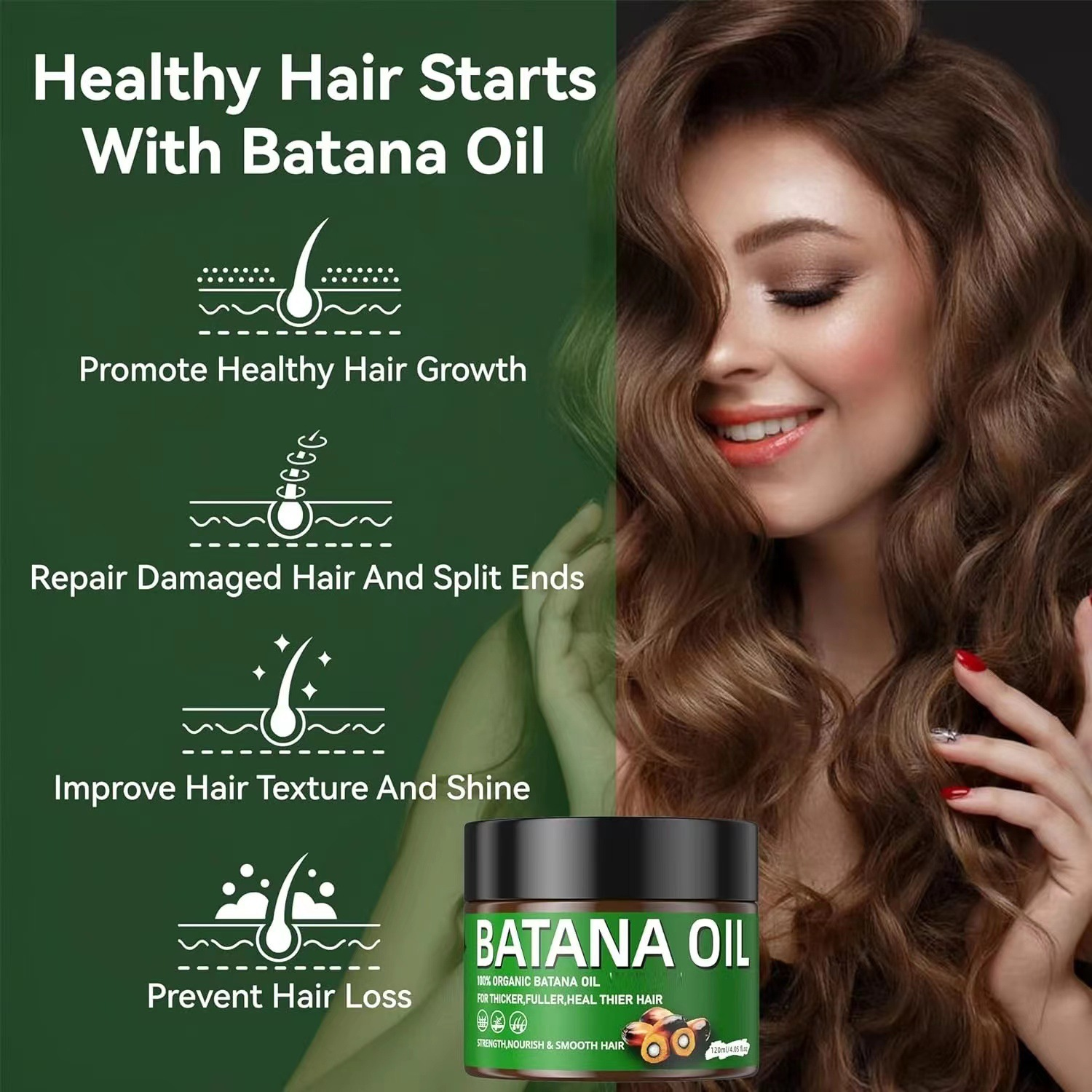 Hot Sales Organic Batana Butter Treatment Hair Growth Moisturizing Repair Damaged Growth Oil for Hair Grow Care Batana Oil