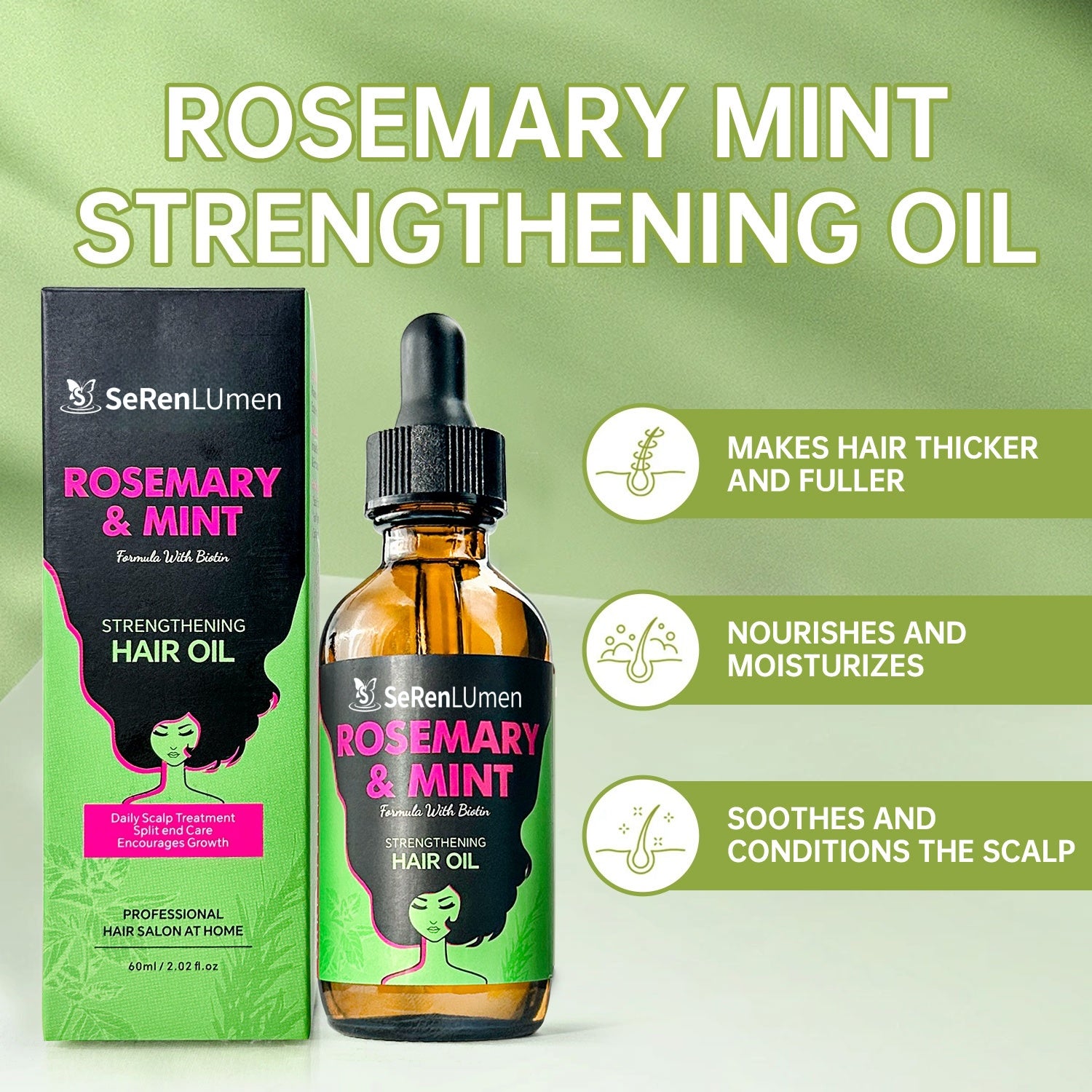 Natural Biotin Organic Anti Dandruff Loss Hair Growth Rosemary Mint Sulfate Free Shampoo and Conditioner Set Private Label