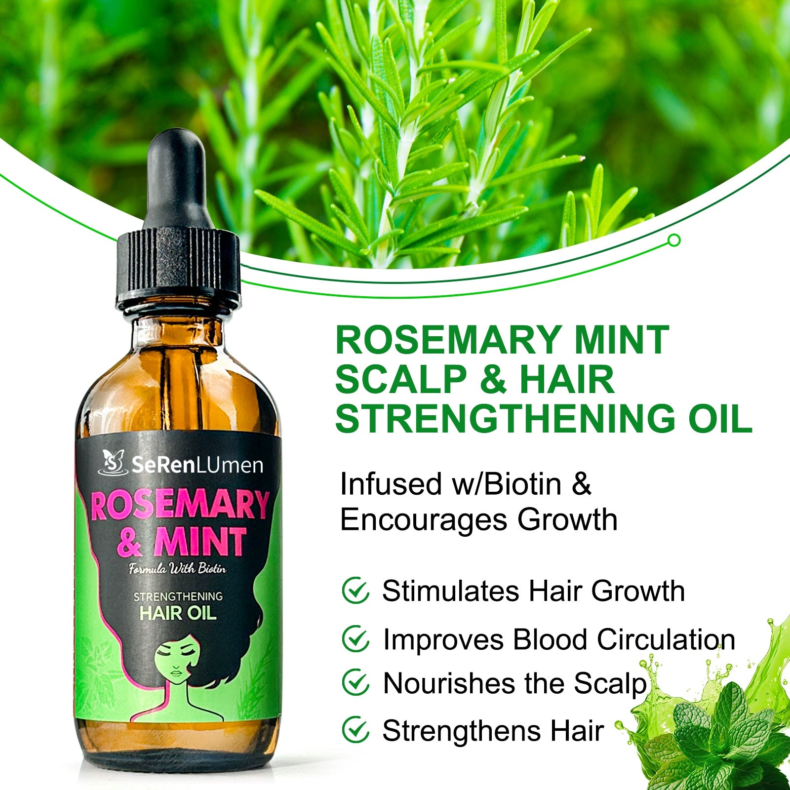 Natural Biotin Organic Anti Dandruff Loss Hair Growth Rosemary Mint Sulfate Free Shampoo and Conditioner Set Private Label