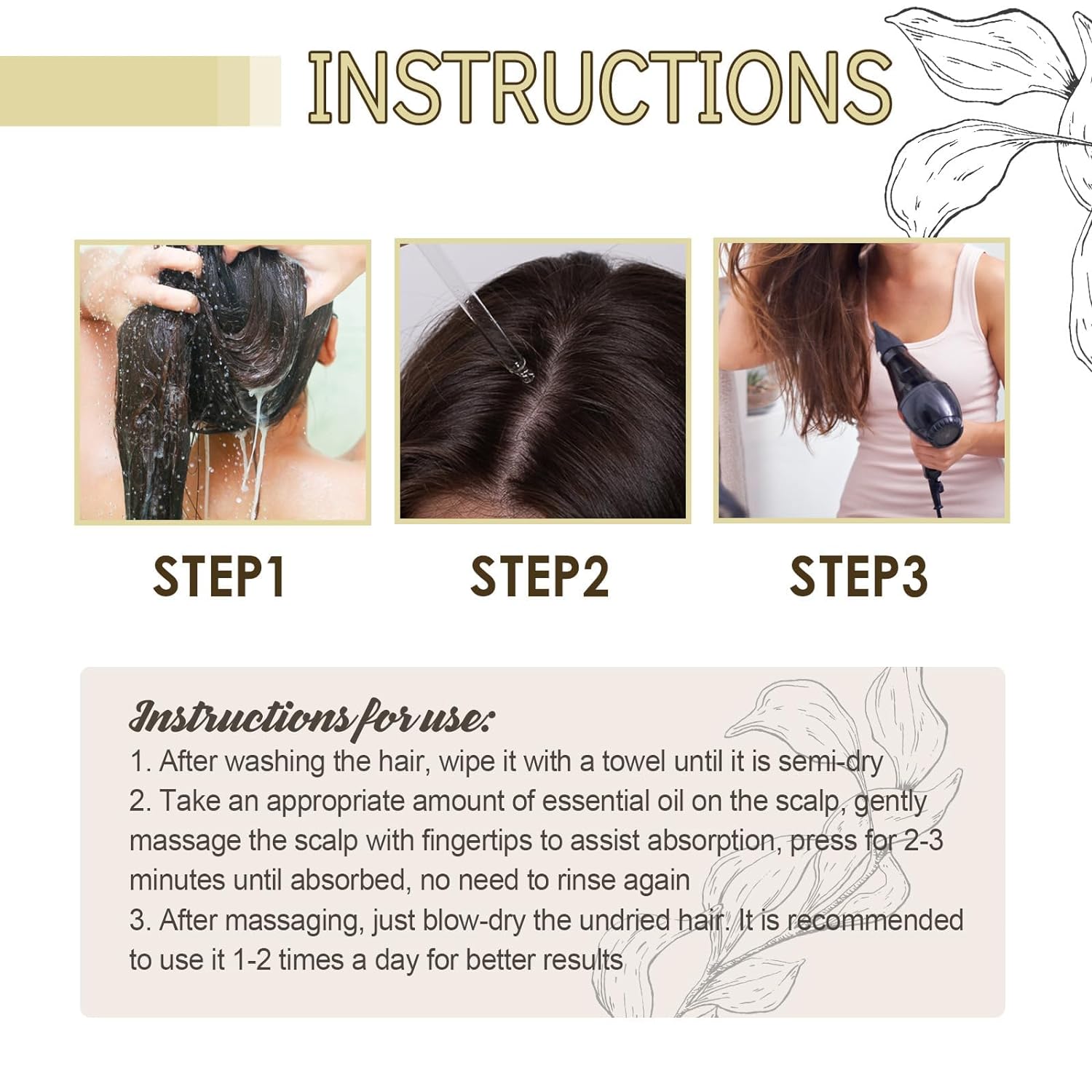 Pure Natural Organic Rosemary Castor Oil Serum Private Label Essential Scalp Hair Care Oil for Hair Growth Nourishing Oil