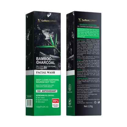 Activated Bamboo Charcoal Foam Cleanser, Deep Cleansing Detox Face Wash, Oil Balancing, Minimize Pores, Daily Skincare for Men & Women