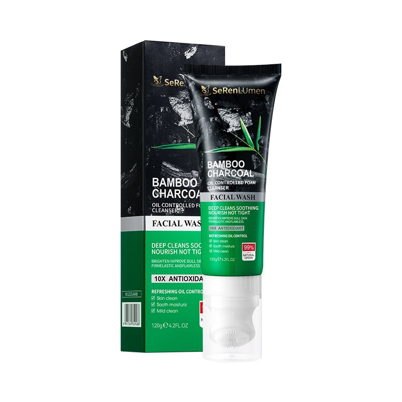 Activated Bamboo Charcoal Foam Cleanser, Deep Cleansing Detox Face Wash, Oil Balancing, Minimize Pores, Daily Skincare for Men & Women