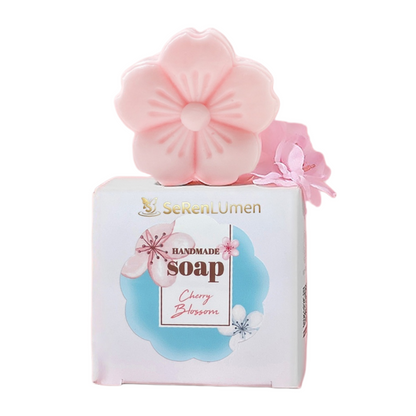 Premium Cherry Blossom Essential Oil Soap Hydrate Glow Skin Mild Wash Bar For Women Gift Set Bath Self Care