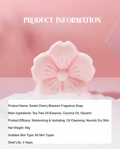 Premium Cherry Blossom Essential Oil Soap Hydrate Glow Skin Mild Wash Bar For Women Gift Set Bath Self Care